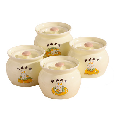 食品级釉下彩瓦罐炖盅