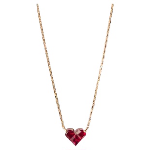 MissQueeny其微|偏爱红宝石桃心爱心项链18k玫瑰金精致可爱