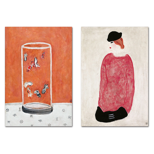 常玉 八尾金鱼现代玄关餐厅装饰挂画当代画家油画轻奢简约走廊卧