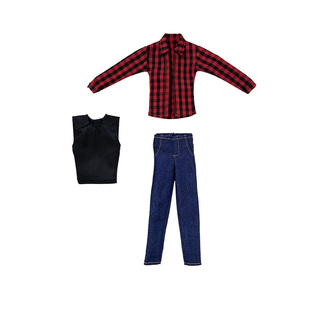 VTOYS X BMS 1/12 可动人偶 壹号素体 格子衬衣 背心 牛仔裤