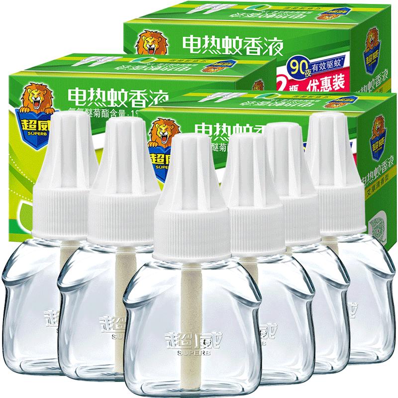 超威电热蚊香液家用插电式驱灭蚊水液体补充装6瓶不含器