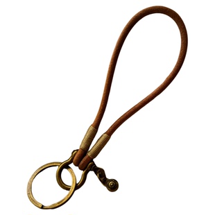 复古牛皮绳高端钥匙扣环圈手工编织钥匙圈锁匙扣挂钥匙绳挂件包邮