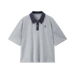 佐丹奴短袖Polo衫女新款纯棉刺绣宽松撞色翻领休闲上衣女13315651