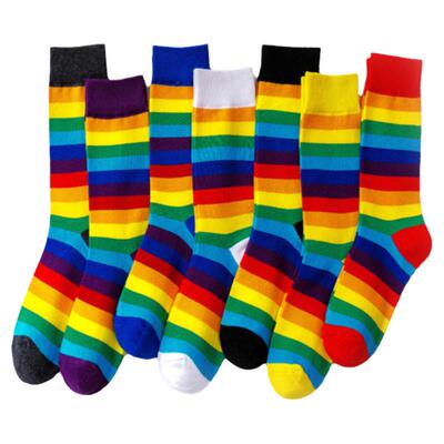 堆堆袜女彩虹条纹袜超火泫雅风网红百搭长袜韩版ins学院风潮袜