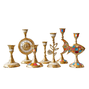 复古艺术摆件北欧浪漫铜烛台香薰蜡烛怀旧蜡台家用装饰轻奢小台座