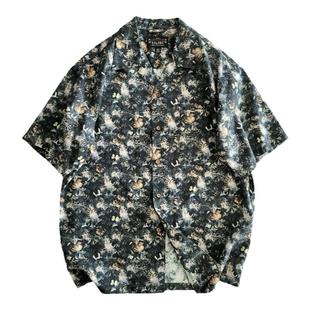 西里布纯棉古巴领夏威夷短袖衬衫男雅痞咔叽复古沙滩休闲夏季新品