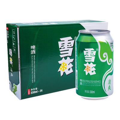 雪花啤酒清爽330ml24罐8度熟啤