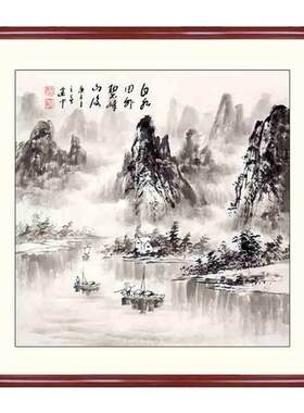 纯手绘斗方小尺寸客厅玄关挂画