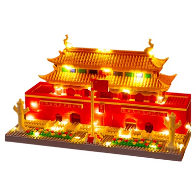 天安门积木模型小男孩生日礼物