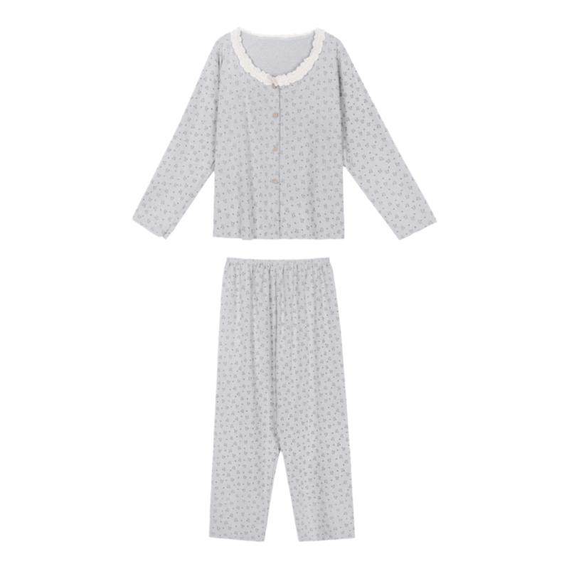 馨帮帮Homedress 甜美蕾丝圆领小熊睡衣女秋冬德绒磨毛家居服套装