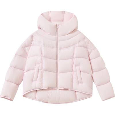 播商场同款灰色龟背羽绒服短款女冬新款连帽保暖外套BDS4RD3843