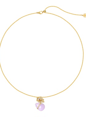 优雅玫瑰花紫色葫芦项链