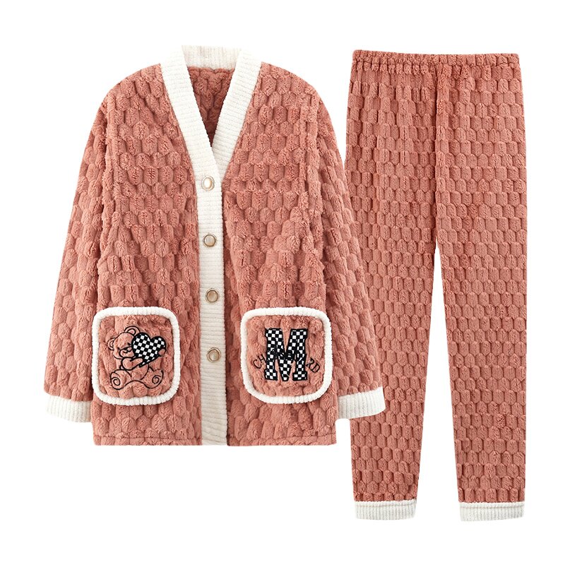 珊瑚绒月子服冬季产后加绒加厚秋冬哺乳孕妇睡衣怀孕期11月份12