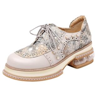 杨小东真皮马毛松糕鞋女中跟鞋原创防水台5厘米气质休闲厚底单鞋