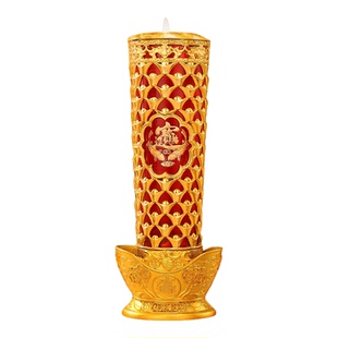 防风水晶蜡烛供佛家用无烟无味酥油灯一对红烛特大新年过年春节