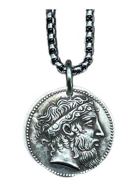 古希腊银币饰品纯银吊坠酒神古币