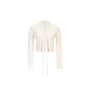 早安 微甜Skiing香风系带针织开衫显瘦短款毛衣女冬减龄上衣樊樊