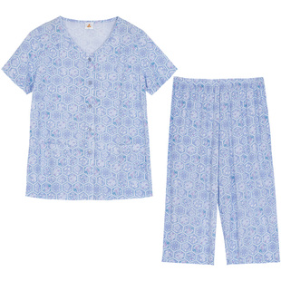 铜牛纯棉汗布半袖开襟女衫 春夏新花色家居短袖衫睡衣上衣女VS264