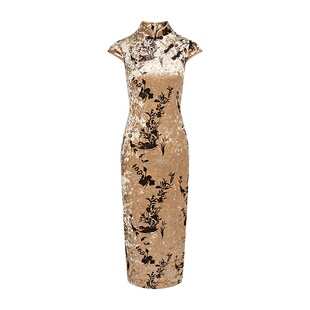 《谷爱凌同款》新中式丝绒摇曳生姿优雅旗袍连衣裙