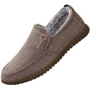 老北京布鞋男士2025新款冬加绒保暖软底防滑牛筋底中老年爸爸棉鞋