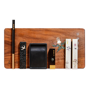 荣宝斋筝争日上文房四宝套装中国风掐丝螺钿创意文房四宝毛笔镇尺印章笔搁礼品笔墨纸砚高档礼盒套装