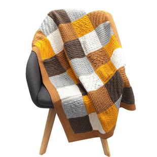 手钩方格毯子编织材料包森系莫兰迪色安卡细棉线手钩线视频教程