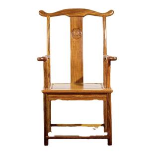 奥坎实木主人椅新中式餐椅黑檀圈椅禅椅巴花官帽椅茶椅花梨木围椅