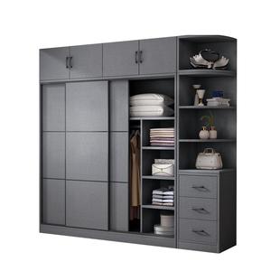 轻奢衣柜家用卧室推拉门出租房用包安装衣橱欧式简约网红大衣柜子