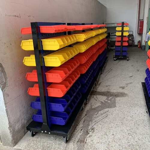 移动百叶挂盒螺丝整理架 双面方孔物料车 模具车间吊环工具车架