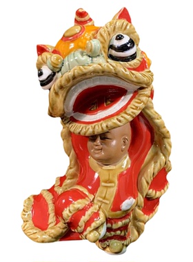 国潮醒狮摆件新中式陶瓷舞狮