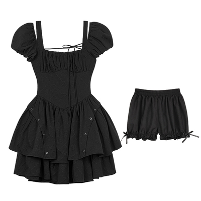 黑色玫瑰肌理连衣裙清凉