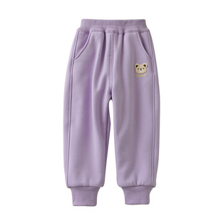 儿童双层加绒卫裤 女童一体绒收口运动裤厚保暖裤 中小童冬款童装