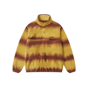 VISION官方 美式街头条纹晕染渐变摇粒绒套头卫衣外套男女