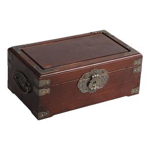 小箱子带锁实木复古家用杂物收纳盒木质首饰盒存钱箱长方形礼品盒