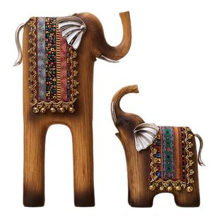 中古风复古轻奢艺术大象摆件办公室玄关客厅电视柜台面侘寂装饰品