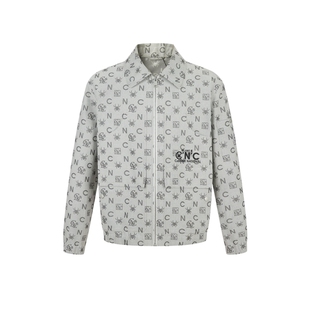 CNC男装奥莱提花满印翻领夹克男款春夏高级感拉链开衫上衣外套