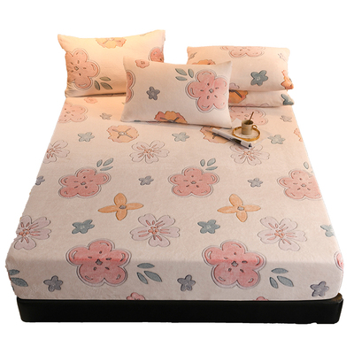 加厚珊瑚绒床单三件套