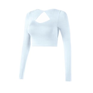 九麦一品裸感运动上衣女春带胸垫修身长袖瑜伽服普拉提训练健身服