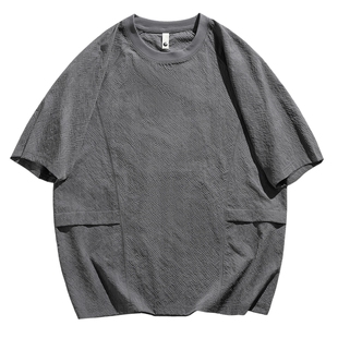 男士速干短袖男款夏衣服男2025新款爆款肌理感上衣半袖深灰色t恤