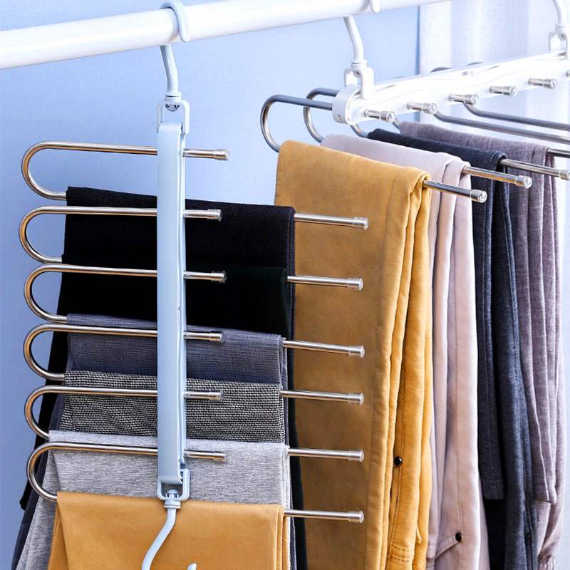 可折叠裤架家用防滑多功能衣柜无架子裤痕挂架网裤子红收纳衣架夹