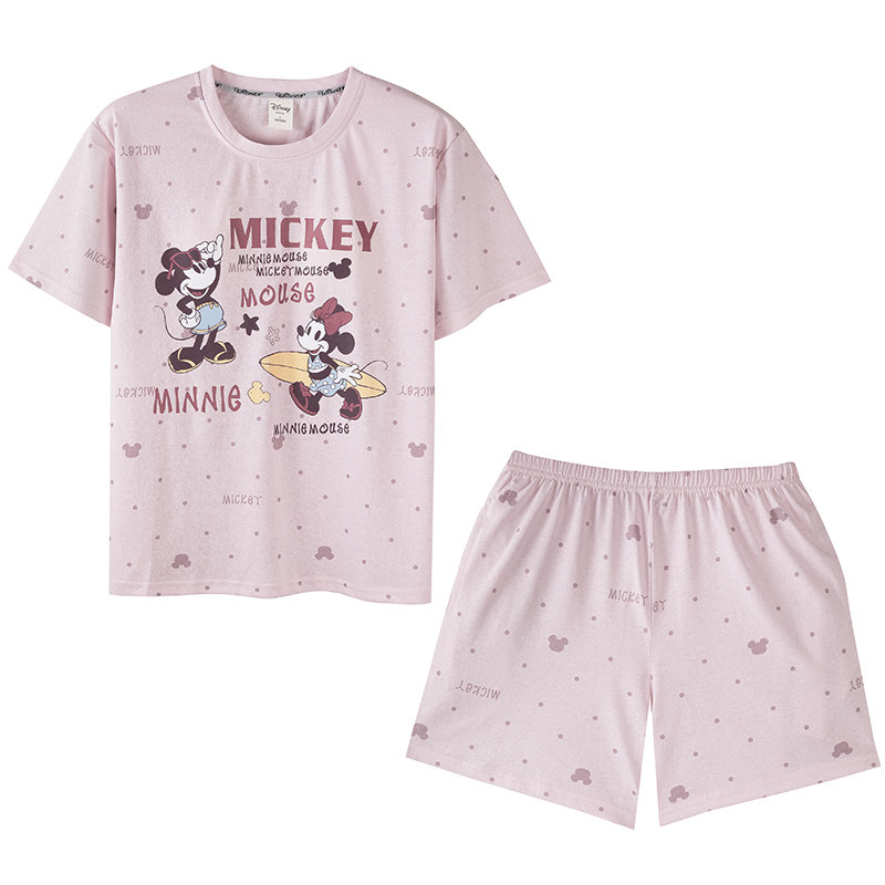 Disney/迪士尼夏季套头短袖短裤带胸垫卡通少女生可爱家居服0393