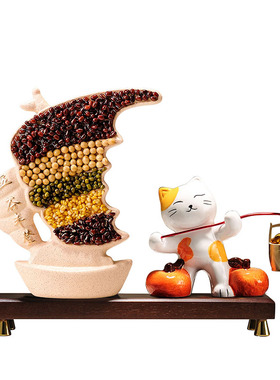 轻奢五谷丰登福猫摆件开业礼物