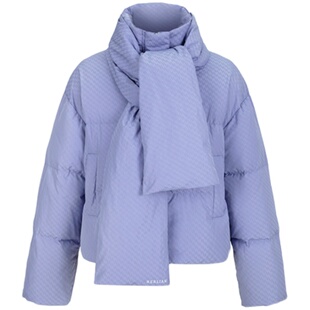 HERLIAN 秋冬新品小众设计感短款女士围脖logo面包羽绒服 外套