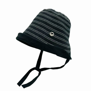 马思纯同款帽子女2026新款条纹渔夫帽春夏季百搭防晒大帽檐遮阳帽