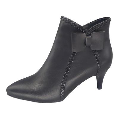 百丽迪芬秀气细跟大码女高跟短靴