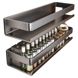 厨房置物架调料架多功能家用调味料盒罐墙上壁挂式不锈钢收纳架子