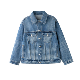 籁以凡 高智风丹宁牛仔外套2026春季新款翻领廓形显瘦复古夹克