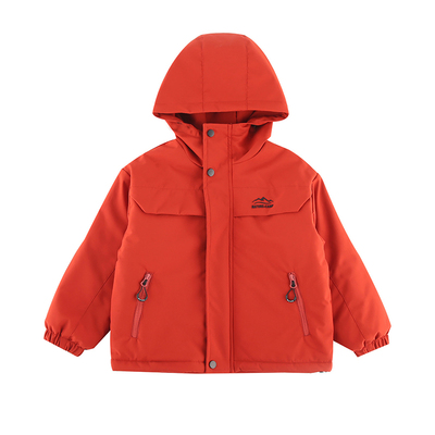 男童三合一冲锋衣儿童秋冬装2025新款女童红色外套防风夹棉户外服