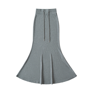 YoungGirlDay韩漫纯欲慵懒风高腰抽绳弹力包臀条纹鱼尾半身裙长裙