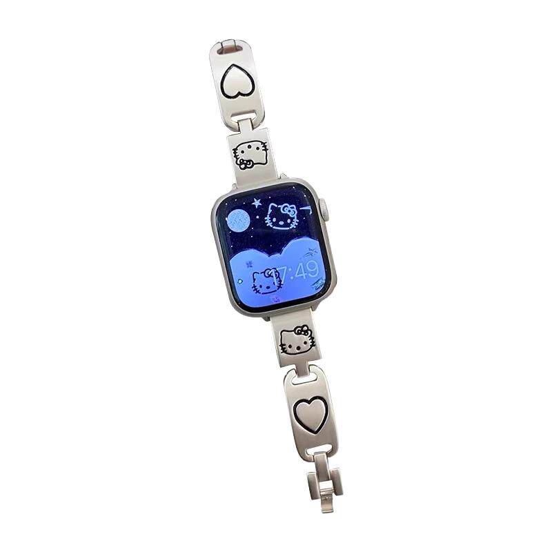 适用小米手环9pro10pro表带9PRO可爱Kitty凯蒂猫手镯式表链红米watch4/5/6金属智能xiaomi八九代手环替换ins